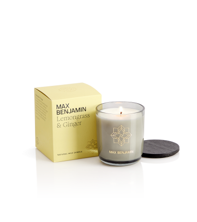 Max Benjamin Luxury Natural Candle & Lid – Lemongrass & Ginger