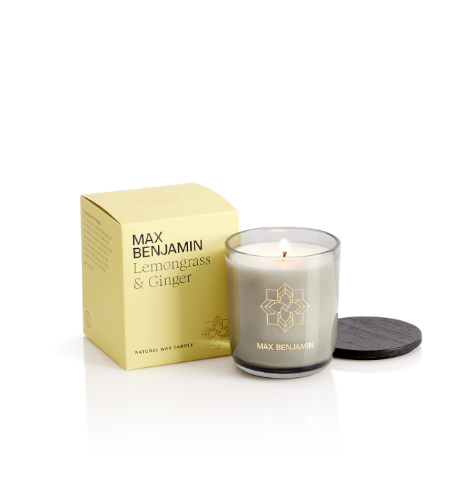 Max Benjamin Luxury Natural Candle & Lid – Lemongrass & Ginger