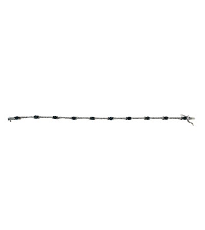 14k White Gold Tennis Bracelet with Diamonds and Blue Stones