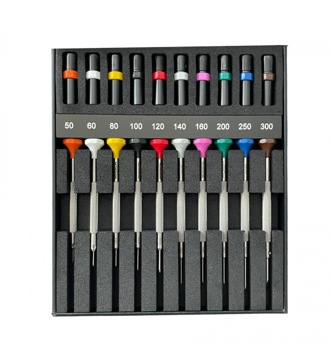 Bergeon 30081-AC10 set of 10 INOX watchmaker screwdrivers in box