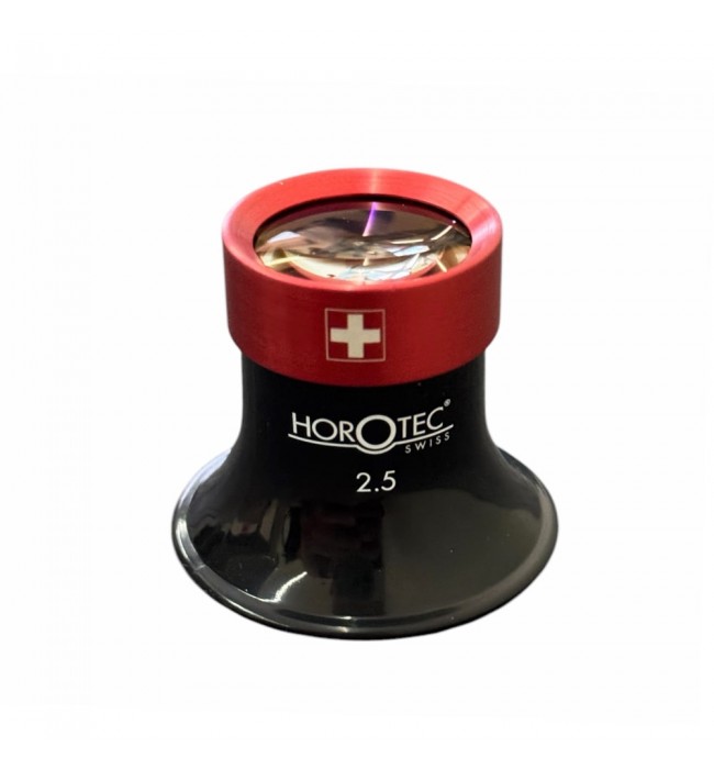 Horotec MSA00.025-2.5 eyeglass loupe black plastic with aluminium screwed ring x5
