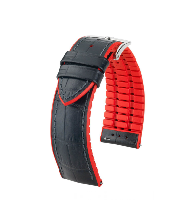 Hirsch watch leather strap Andy L red 18mm alligator embossing 0922028050-2-18
