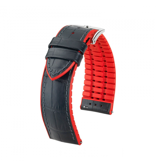 Hirsch watch leather strap Andy L red 18mm alligator embossing 0922028050-2-18
