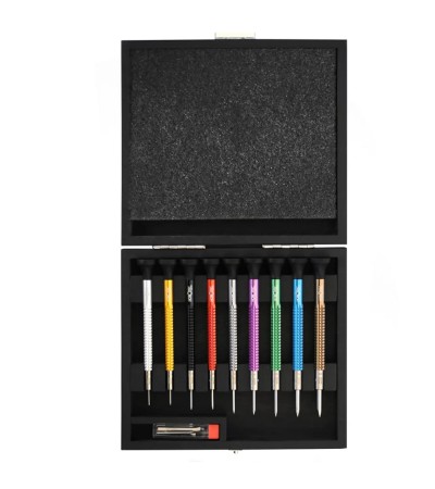 Horotec MSA01.020 (01.020-E) set of 9 precision watchmakers screwdrivers in aluminium handles