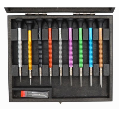 Horotec MSA01.020 (01.020-E) set of 9 precision watchmakers screwdrivers in aluminium handles