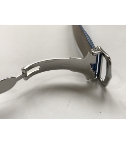Cartier blue leather strap with clasp 18mm