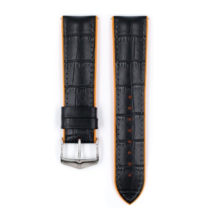 Hirsch watch leather strap Andy L orange 20mm alligator embossing 0927628050-2-20