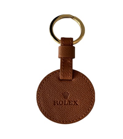 New Rolex leather keychain with gold tone ring
