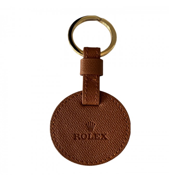 New Rolex leather keychain with gold tone ring
