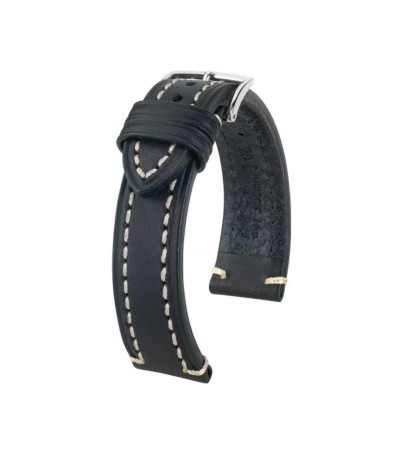 Черен каишка за часовник Hirsch Liberty Artisan L от телешка кожа 20 мм