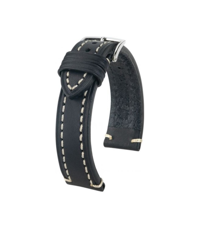 Черен каишка за часовник Hirsch Liberty Artisan L от телешка кожа 20 мм