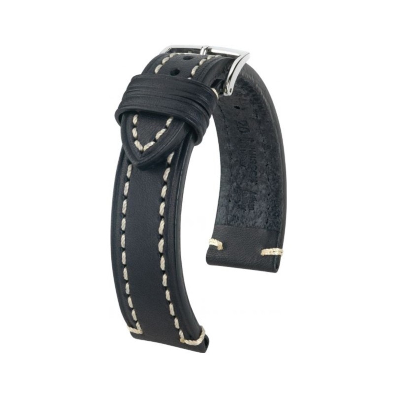 Черен каишка за часовник Hirsch Liberty Artisan L от телешка кожа 20 мм Черен каишка за часовник Hirsch Liberty Artisan L от телешка кожа 20 мм