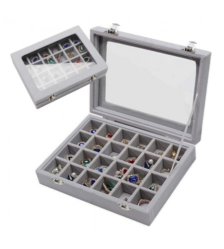 Gugita Grey Velvet Jewellery Box Or ...