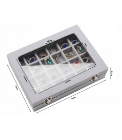 Gugita Grey Velvet Jewellery Box Organiser with Glass Lid