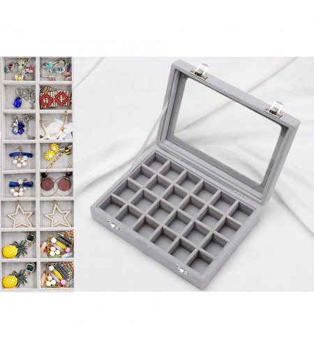 Gugita Grey Velvet Jewellery Box Or ...