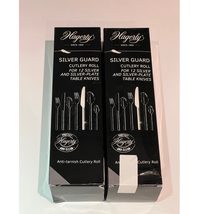 DAMAGED PACKAGING: 2 PACK Hagerty Silver Guard Cutlery Roll for 12 Table Knives - Anti-Tarnish Storage Protector SEE PHOTOS