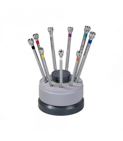 Bergeon 5970 set of 9 screwdrivers on a rotating stand Ø 0,5 - 2,5 mm