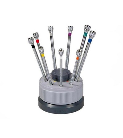 Bergeon 5970 set of 9 screwdrivers on a rotating stand Ø 0,5 - 2,5 mm