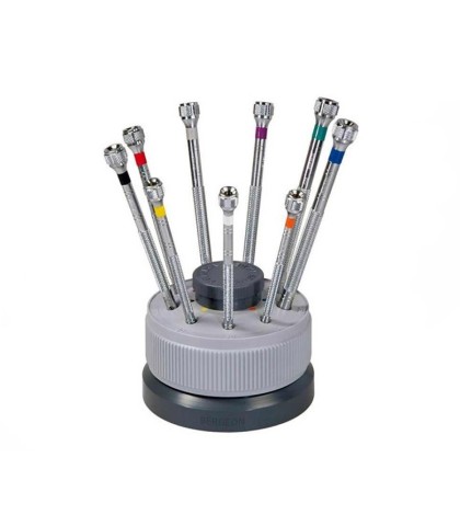 Bergeon 5970 set of 9 screwdrivers on a rotating stand Γ 0,5 - 2,5 mm