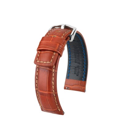 Hirsch Grand Duke L golden brown embossed leather watch strap, 20 mm, 02528070-2-20