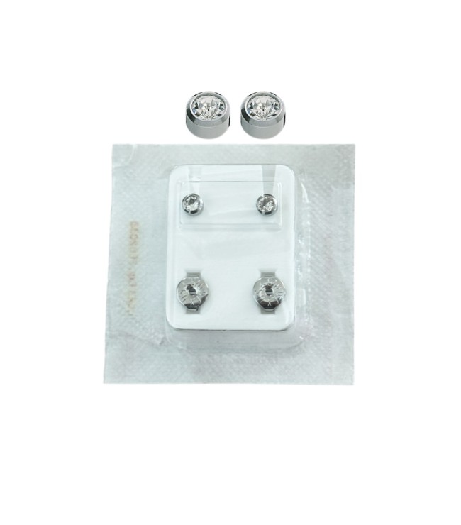 Studex Oval Children's Earrings with White Stones, 3.95 mm