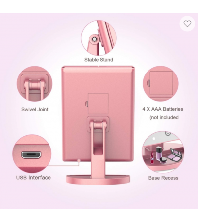 Bestope LED Makeup Mirror - Pink