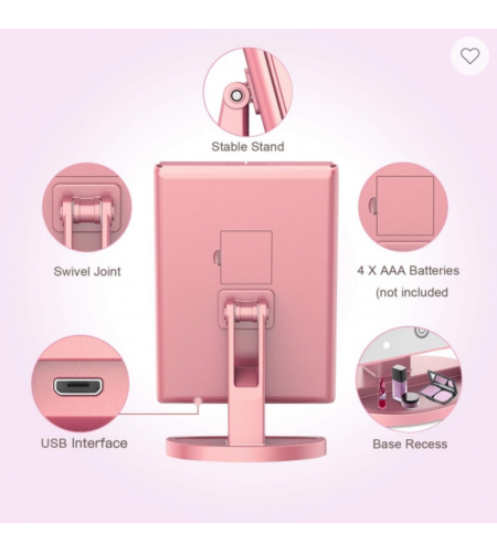 Bestope LED Makeup Mirror - Pink