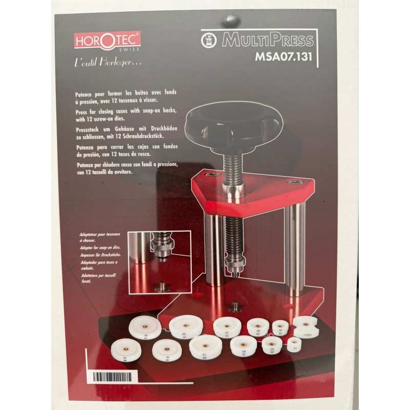 Horotec MSA07.131 Преса за затваряне на часовници Big-Press XL с 12 накрайника Horotec MSA07.131 Преса за затваряне на часовници Big-Press XL с 12 накрайника