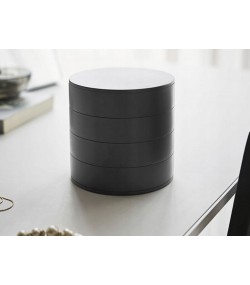 Gugita Round Black Jewellery Box Organiser with Pull-Out Compartments