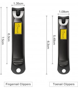 Bestope 2PC Black Stainless Steel Nail Clippers Set
