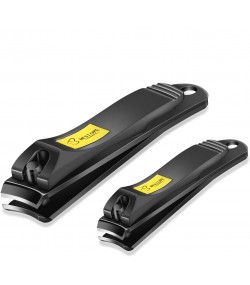 Bestope 2PC Black Stainless Steel Nail Clippers Set