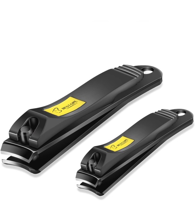 Bestope 2PC Black Stainless Steel Nail Clippers Set