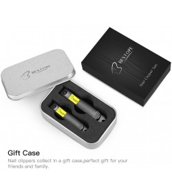 Bestope 2PC Black Stainless Steel Nail Clippers Set