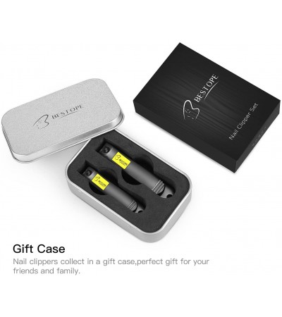 Bestope 2PC Black Stainless Steel Nail Clippers Set