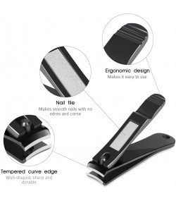 Bestope 2PC Black Stainless Steel Nail Clippers Set