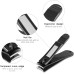 Bestope 2PC Black Stainless Steel Nail Clippers Set