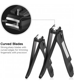 Bestope 2PC Black Stainless Steel Nail Clippers Set