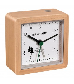 Maxitime Black Forest quartz alarm clock with light and snooze button, housing white, white dial