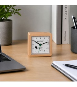 Maxitime Black Forest quartz alarm clock with light and snooze button, housing white, white dial