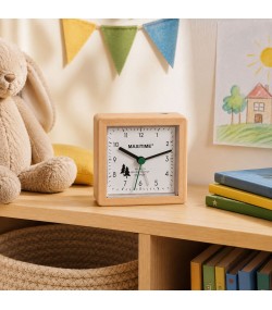 Maxitime Black Forest quartz alarm clock with light and snooze button, housing white, white dial