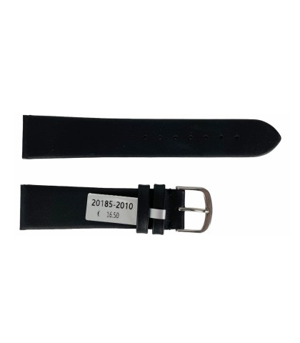Waterproof black smooth leather strap for watch 20 mm