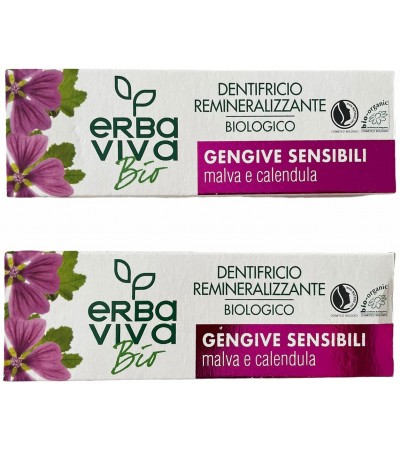Pack of 2 Erba Viva Bio Organic Toothpaste with Malva and Calendula 2 x 75 ml
