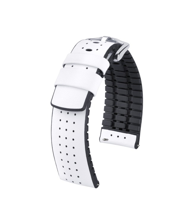 Кожена каишка за часовник Hirsch TIGER L бяла 20 мм