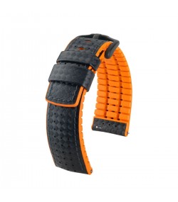Hirsch Ayrton L black and orange calf leather watch strap 22 mm 0917692050-5-22