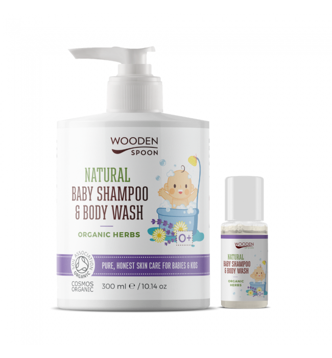 Natural Baby Shampoo and Body Wash Lavender and Herbs WOODEN SPOON 300 ml