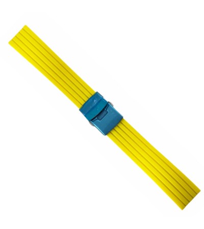 Buzzufy silicone yellow watch strap with steel clasp 22mm