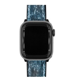 Hirsch Stone L blue leather watch strap, 19 mm, 0925044080-5-19