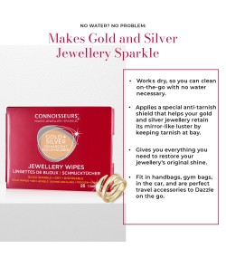 Connoisseurs Jewellery Wipes, Pre-cut wipes for easy use on silver, gold, precious stones, and fashion jewelry,  ref. CONN776