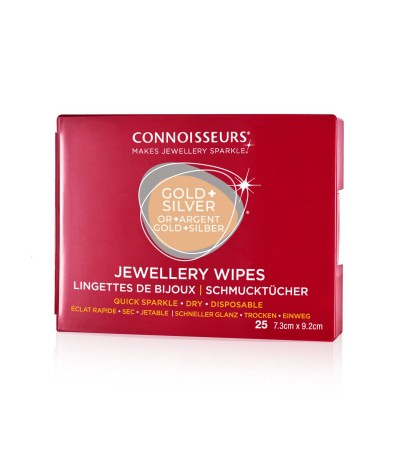 Connoisseurs Jewellery Wipes, Pre-cut wipes for easy use on silver, gold, precious stones, and fashion jewelry,  ref. CONN776