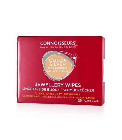 Connoisseurs Jewellery Wipes, Pre-cut wipes for easy use on silver, gold, precious stones, and fashion jewelry,  ref. CONN776